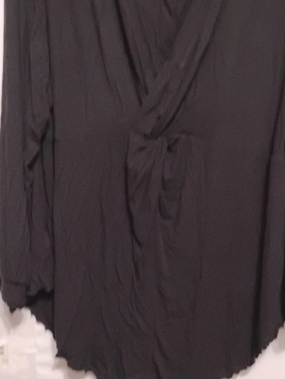 Free People Black Long Sleeve Draped V-Neck BohoTop
